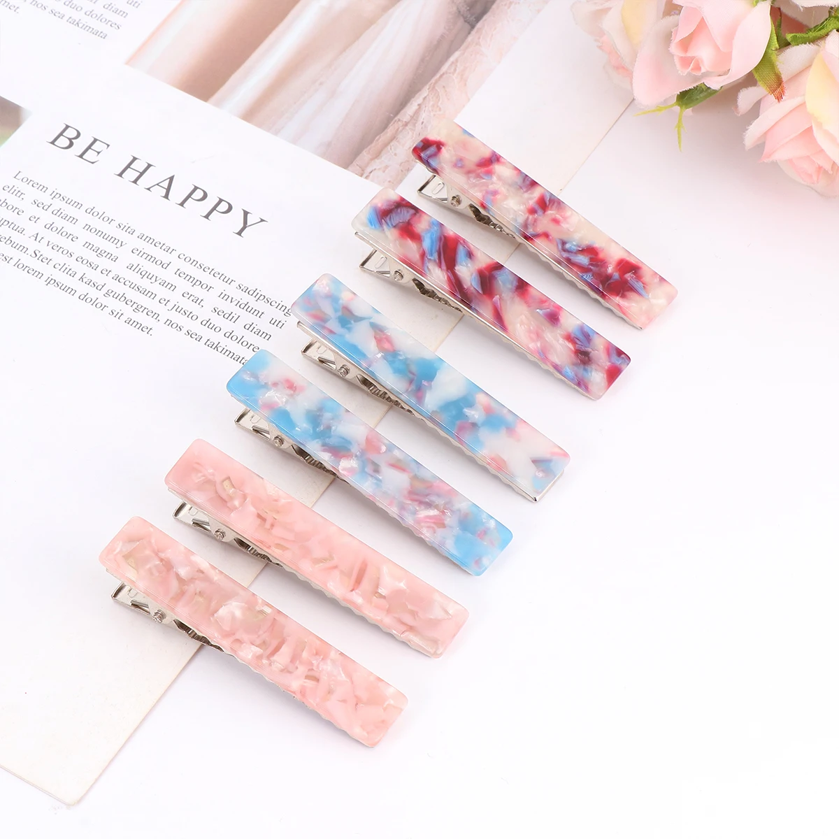 

6pcs Marble Clips Durable Women Accessories Durable Hairpin Hair Accessories Wedding Party Daily Use Stylish Hairpins