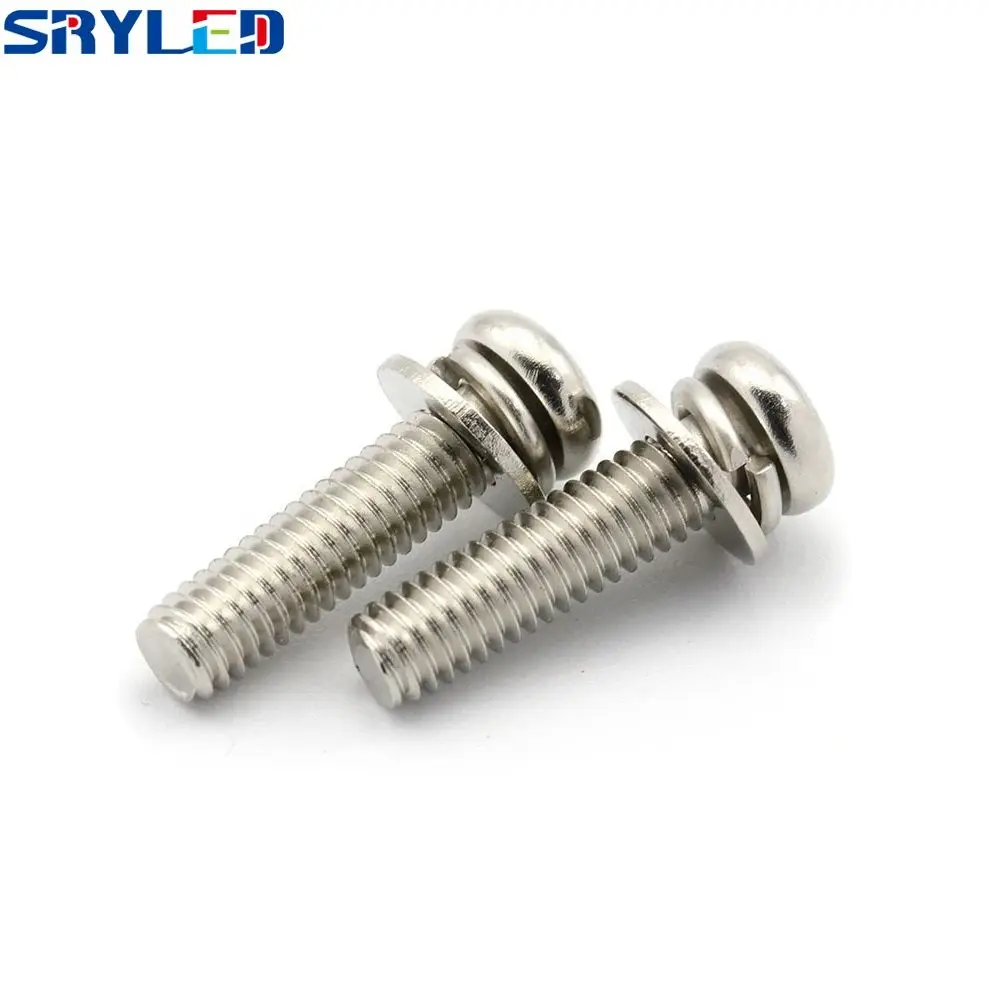 SRYLED LED Screen Module Screws M3x8 Round Head Three-combination Screw Nickel-plated Cross for Indoor LED Display Modules