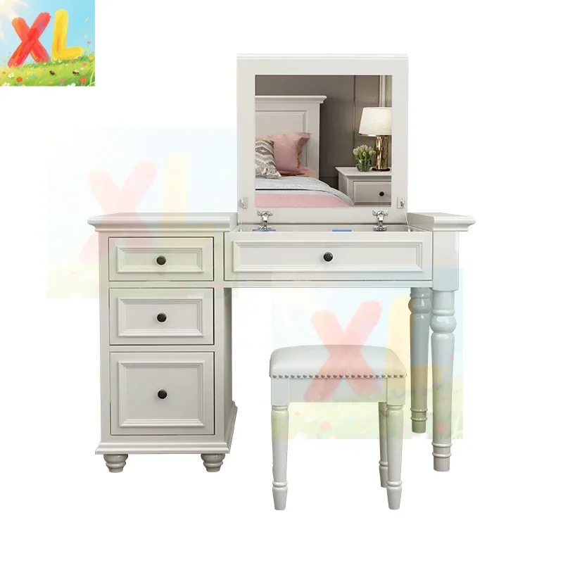 

American solid wood dresser small apartment bedroom dressing table desk integrated simple light luxury