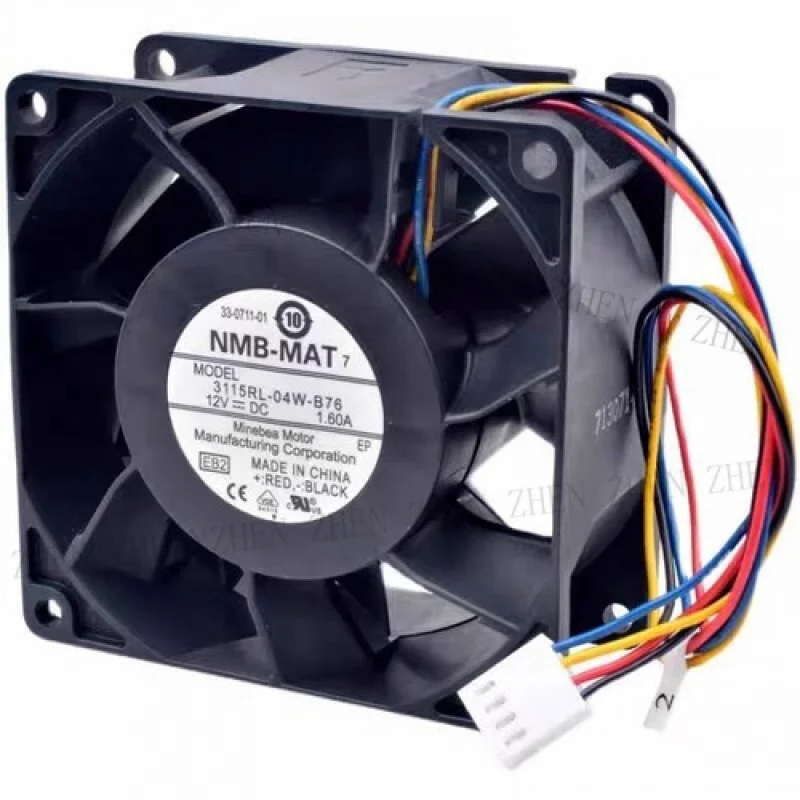 Y FOR  NMB 3115RL-04W-B76 8038 DC12V 1.60A 8CM 4-Pin High Rotation Server Cooling Fan