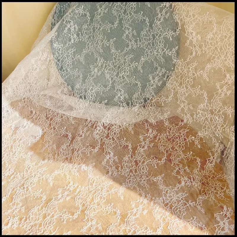 New glitter thin lace flower fabric wedding dress curtain wedding stage tablecloth decorative accessories