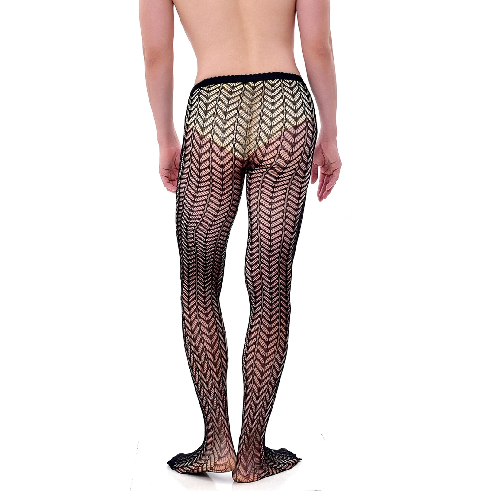 CLEVER-MENMODE Long Stockings Sexy Men Bulge Pouch Fishnet Tight Pantyhose Ultra Thin Fetish Elastic Leggings Club Wear