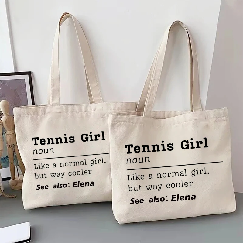 Custom Personalized Name Tennis Canvas Tote Bag Tennis Team Coach Gift Table Tennis Storage Bag Ping-pong Lover Gifts Handbag