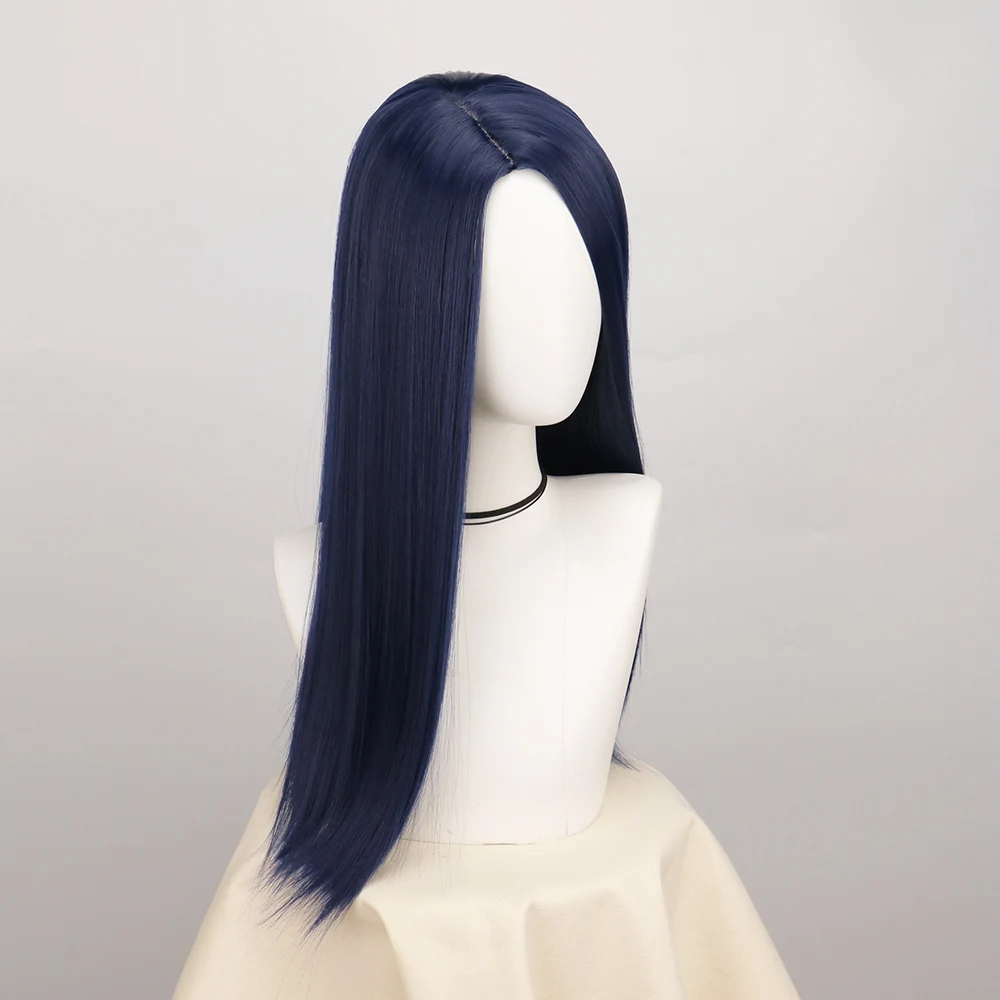 Game Arcane Caitlyn Cosplay Wig Dark Blue Long Straight Heat Resistant Synthetic Hair The Sheriff of Piltover Wigs Cos Party