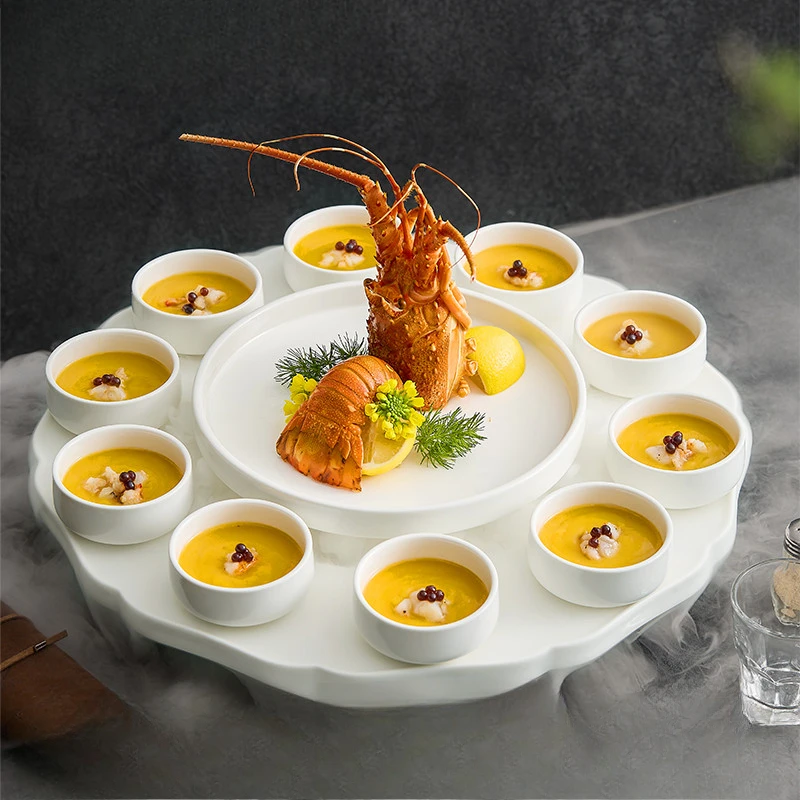 

Longteng Four Seas Tableware Hotel Big Lobster Plate Creative Feature Sashimi Large Dry Ice Seafood Coffee Plate