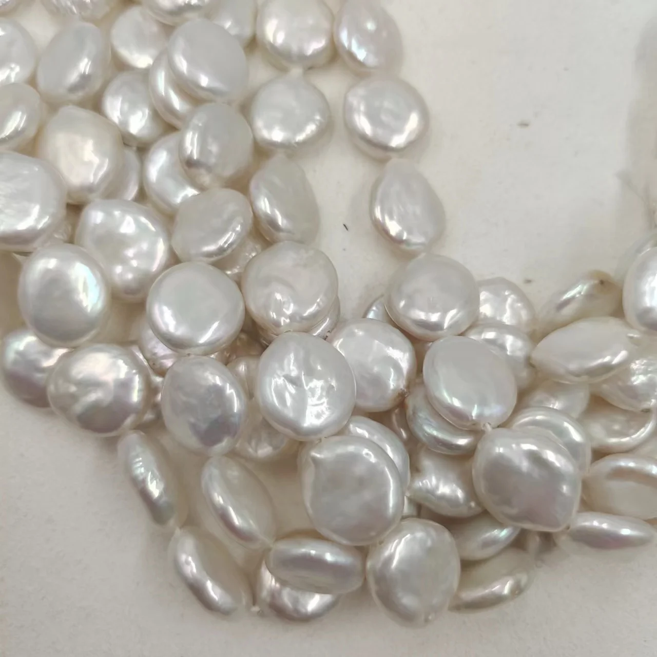 pearl beads in chain ,11-13 MM coin baroque pearl beads,100% nature freshwater strand loose pearl ,full hole drilled wholesale