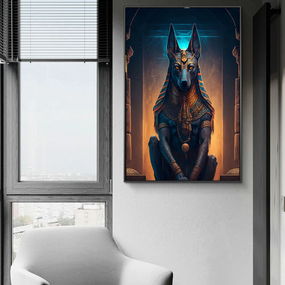 The God Anubis Portrait Canvas Art Posters and Prints Egyptian God Modern Paintings on the Wall Art Pictures Room Decor Cuadros