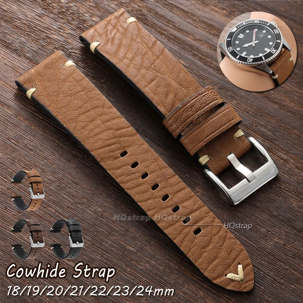 Premium Leather Watch Strap 18/19/20/21/22/23/24mm for Rolex for Omega Universal Bracelet Business Cowhide Wristband Accessories