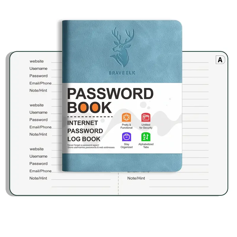 B6 Passwort-Organizer: Gebundene Alphabet-Tabs – verhindert Identitätsdiebstahl, praktische Taschenformat für Reisen im Home-Office – Detail 10