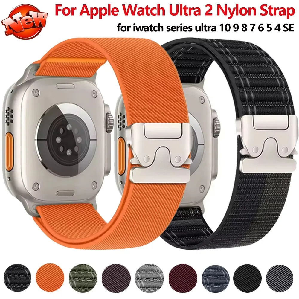 

Nylon Strap for Apple Watch Band Ultra 2 49mm 46mm 42mm 45mm 41mm 44mm 40mm Parachute Bracelet for iWatch Series 10 9 8 7 6 5 SE