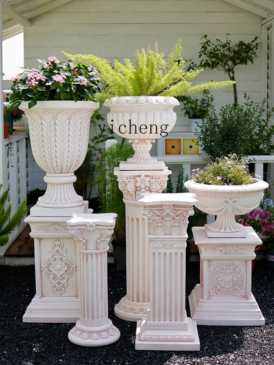 TQH Roman column decorative ornament European garden courtyard wedding display stand gypsum outdoor flower pot flower stand base