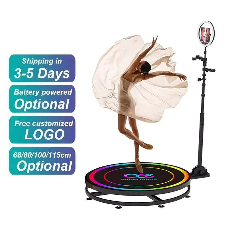 360 Degree Photo Booth Fill Light Machine Camera iPad Selfie Video Free Accessories Automatic Spin 360 Photo Booth