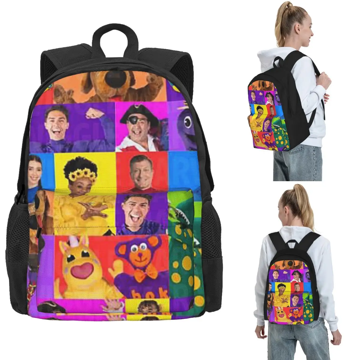 

Рюкзаки Wiggles для ТВ-шоу, музыкальной группы, сумка для книг для мальчиков и девочек, большая вместительная школьная сумка для студентов, рюкзак для ноутбука, сумка на плечо