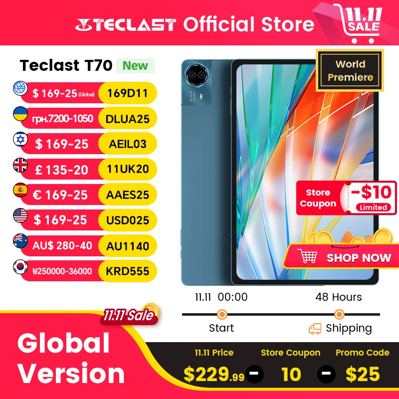 【Мировая премьера】Планшет Teclast T70 с 14-дюймовым дисплеем FHD Android 14 MTK Helio G99, 8 ГБ/256 ГБ, 10000 мАч, аккумулятор, 18 Вт, 4G, глобальная версия