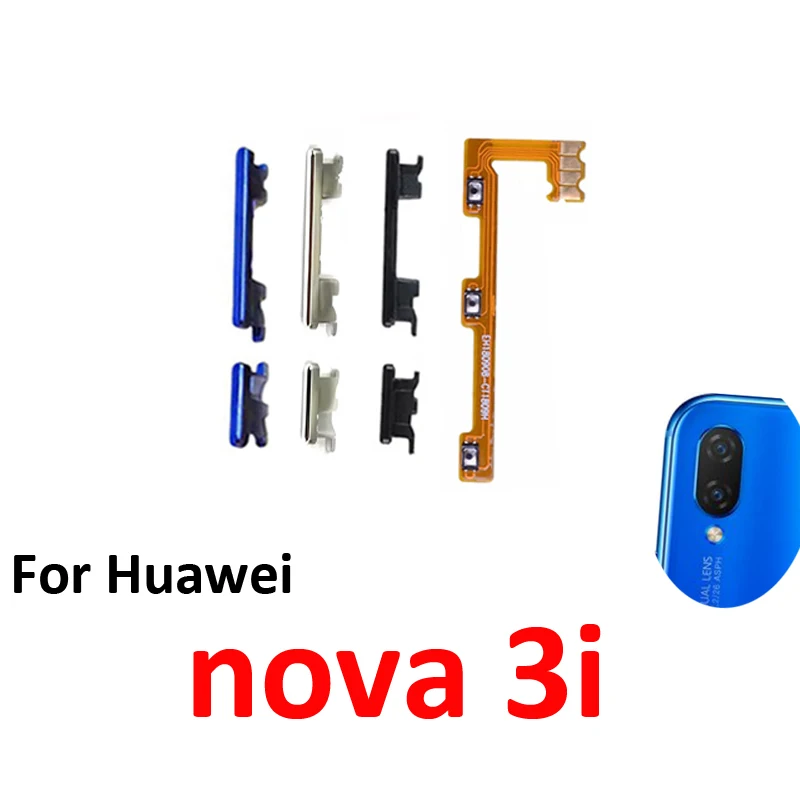 Phone Power Volume Button For Huawei Nova 3i New On Off Up Down External Key Internal Flex Cable Parts Black Blue Silver