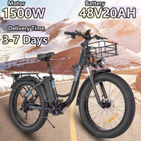 Ridstar MN-26 Electric Bicycle 1500W Powerful Motor 48V20AH Lithium Battery Adult Electric Bike 26 inch Tire City Travel E-bike