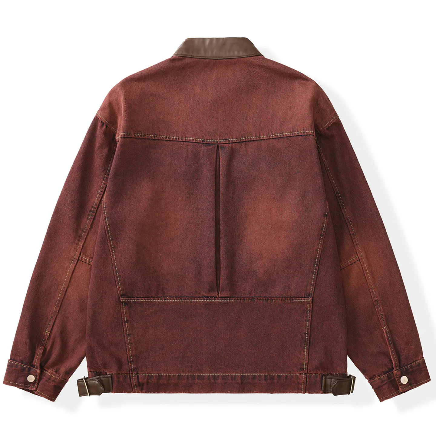 Stand Leather Collar Denim Jacket Men Fashion Vintage Loose Casual Washed Cotton Jeans Motorcycle Jacket Male Spring Autumn Coat view 6