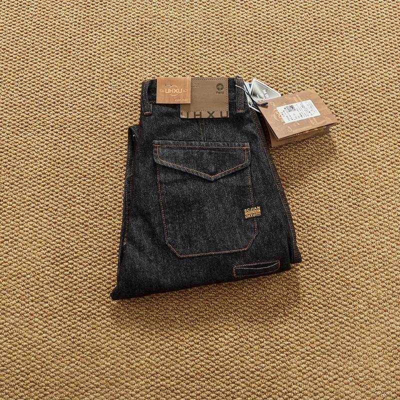 

Permanent black reactive dye dark-colored men's jeans, trendy and loose-fitting3DThree-dimensional cut autumn and winter heavy-d