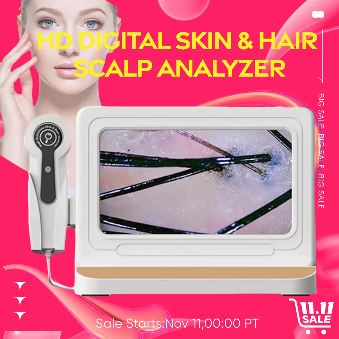 10 Polegada lcd detector de couro cabeludo digital analisador de pele do cabelo microscópio para testes de folículo capilar e análise de pele lupa 50/200x