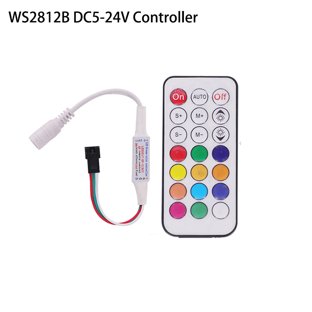 DC RF 21Keys LED Dream-color Controller LED Pixel Strip Light Controller For WS2812B With Remote Controller DC5-24V