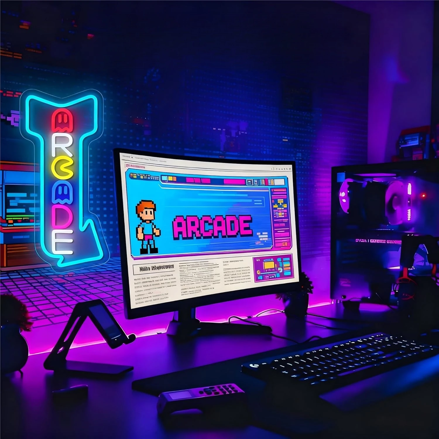 ممر النيون علامات السهم الألعاب LED ضوء النيون عكس الضوء USB ل غرفة الألعاب بار الرجعية ممر مقهى الإنترنت ديكور هدايا للبنين طفل #2