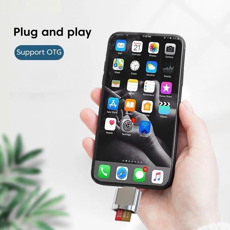 Micro SD TF Card Reader Converter For iPhone 13 12 Pro OTG To Micro SD Card Reader Lightning Memory Card ForiOS 13 Above System