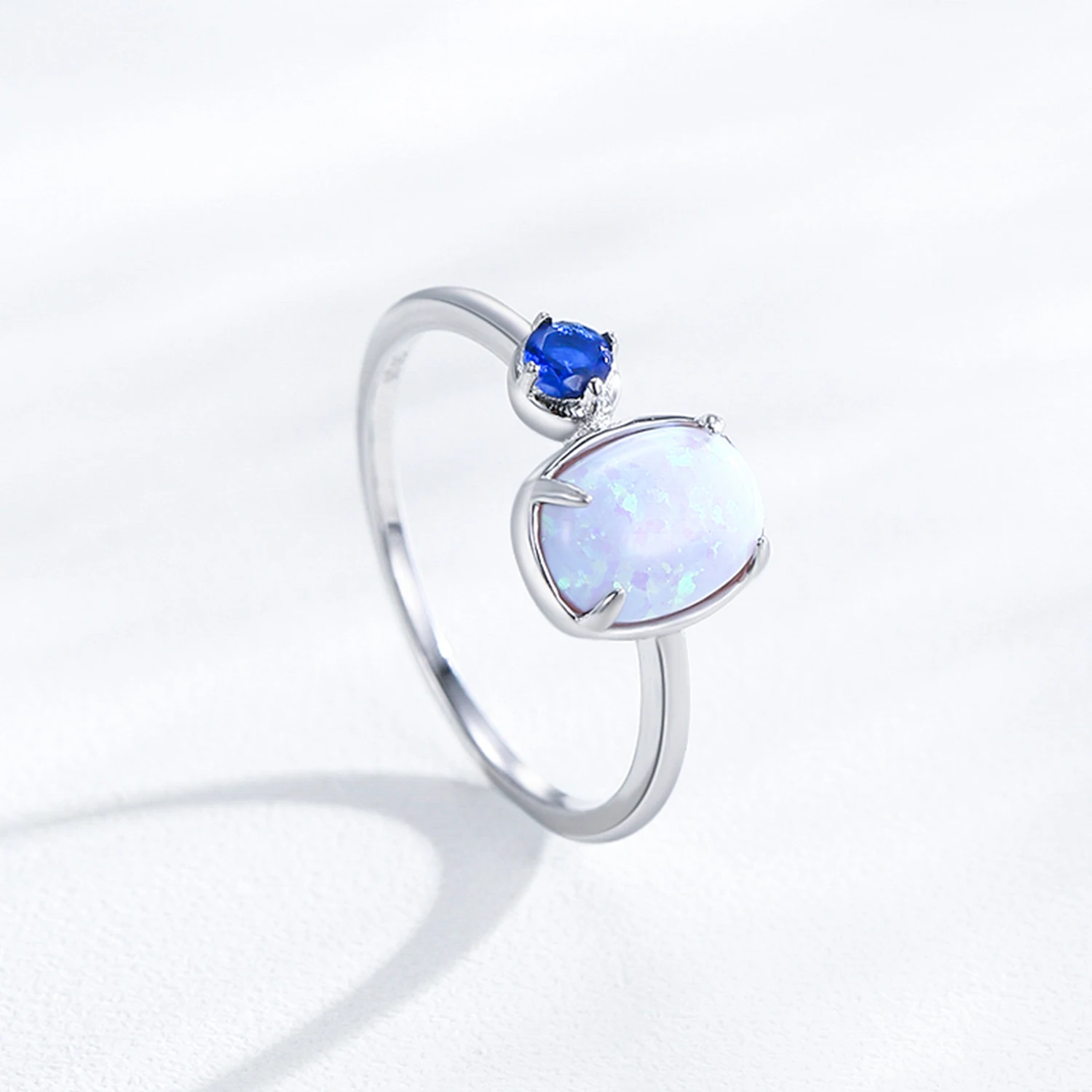 Ailmay 925 Sterling Silver Opal Oval Ring For Women Wedding Bands Fashion Valentine\'s Day Gift Jewelry