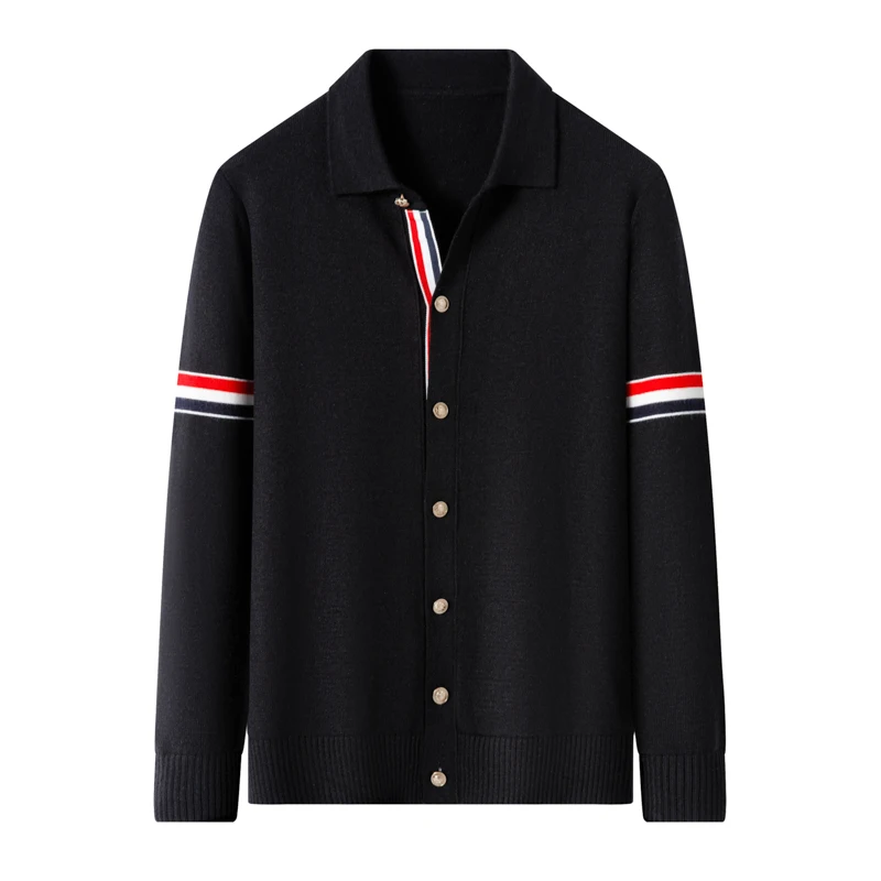 High-End-Marke Strickjacke Männer Frühjahr Herbst Neue Mode Persönlichkeit farbige gestreifte Open-Shirt Luxus Freizeit Komfort Warmwarme Pullover Jacke – Detail 14