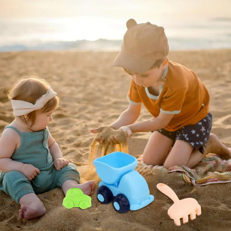 Play Sand Toys Set 5-Piece Silicone Beach Sand Toy Bright Colors Outdoor Fun Toy for Backyard Lake Swimming Pool and Garden