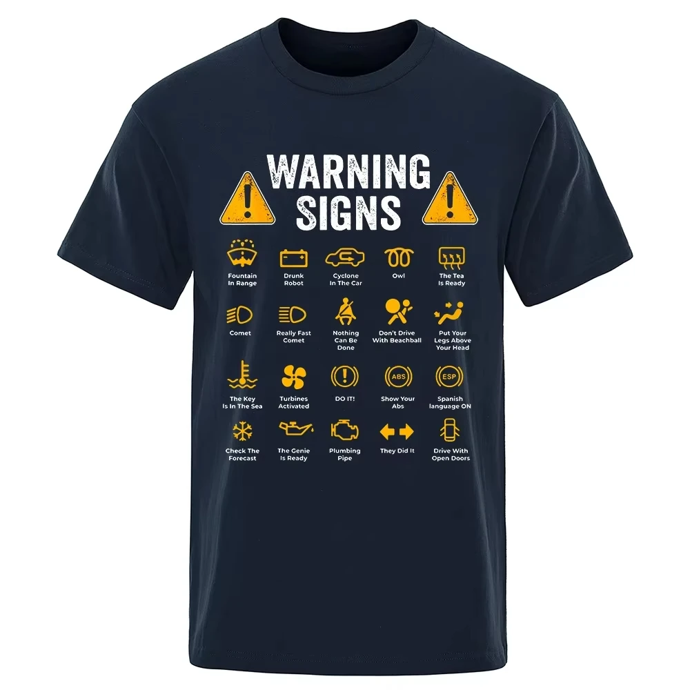 Fun Car Warning Sign 101 T-shirt - Driver/Mechanic Gift, Men's Casual T-shirt, Pure Cotton All-Season Streetwear T-shirt