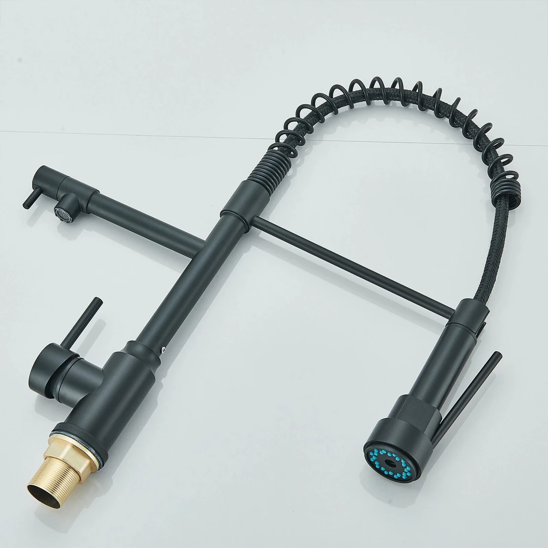 بالوعة المطبخ صنبور سحب أسفل قطب Daul صنبور صنبور النحاس سطح الخيالة الربيع مقبض واحد الباردة الماء الساخن صنبور حوض خلاط