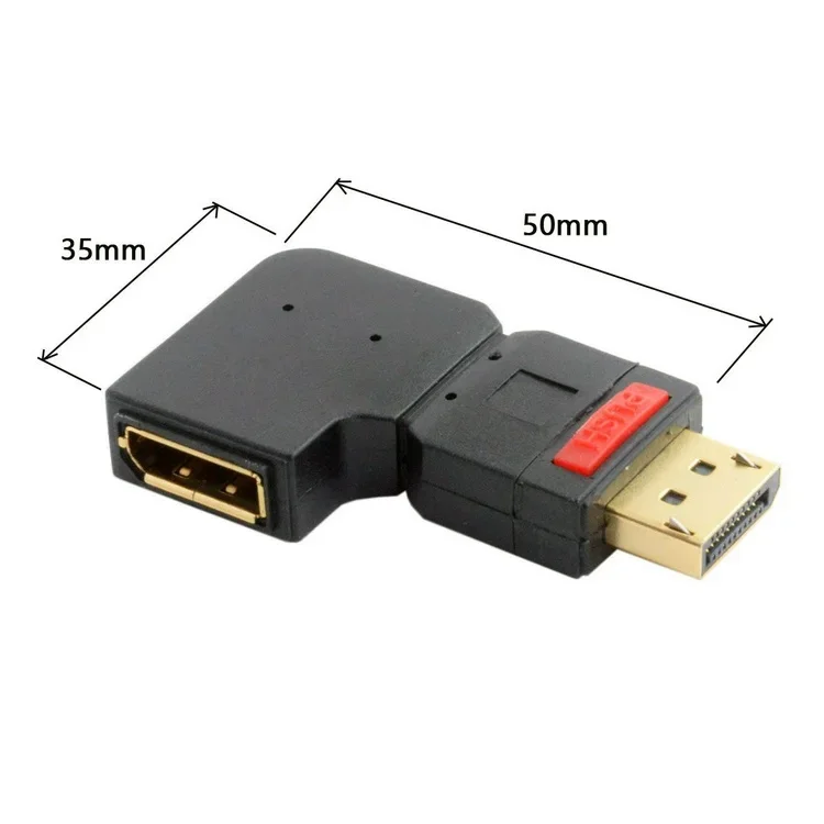 มุมขวา 90 องศา DisplayPort ชายหญิงอะแดปเตอร์มาตรฐาน DP 4K DP Elbow Design Connector