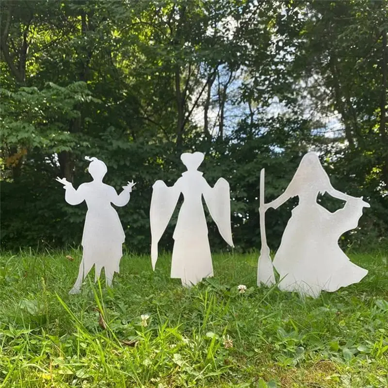 [A93Z!】 3PCS Iron Art Stakes Witch Set For Yard Halloween Decorations Outdoor Scary Family Home Front Yard Sign