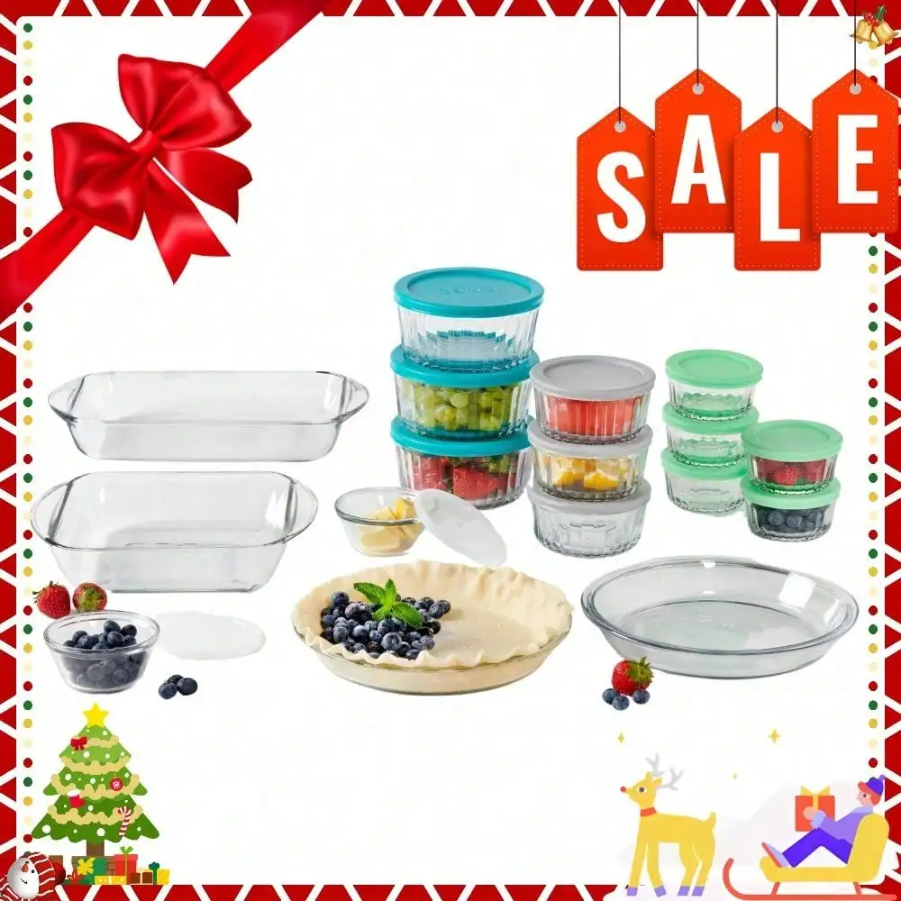 

30-piece glass food and glass beverage appliance kit, small size perfect for preparation, large size perfect for packed meals