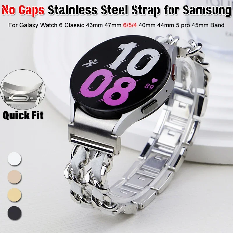 

Ремешок кожаный металлический для Samsung Galaxy Watch 6/5/4 40 мм 44 мм 6 4 Classic 43 47 мм 42 46