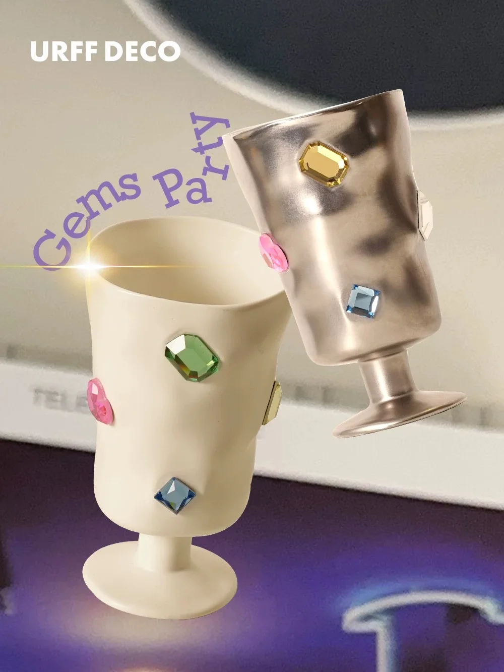 

Jewellery party small wine glass, hand-pinched diamond ceramic wine glass