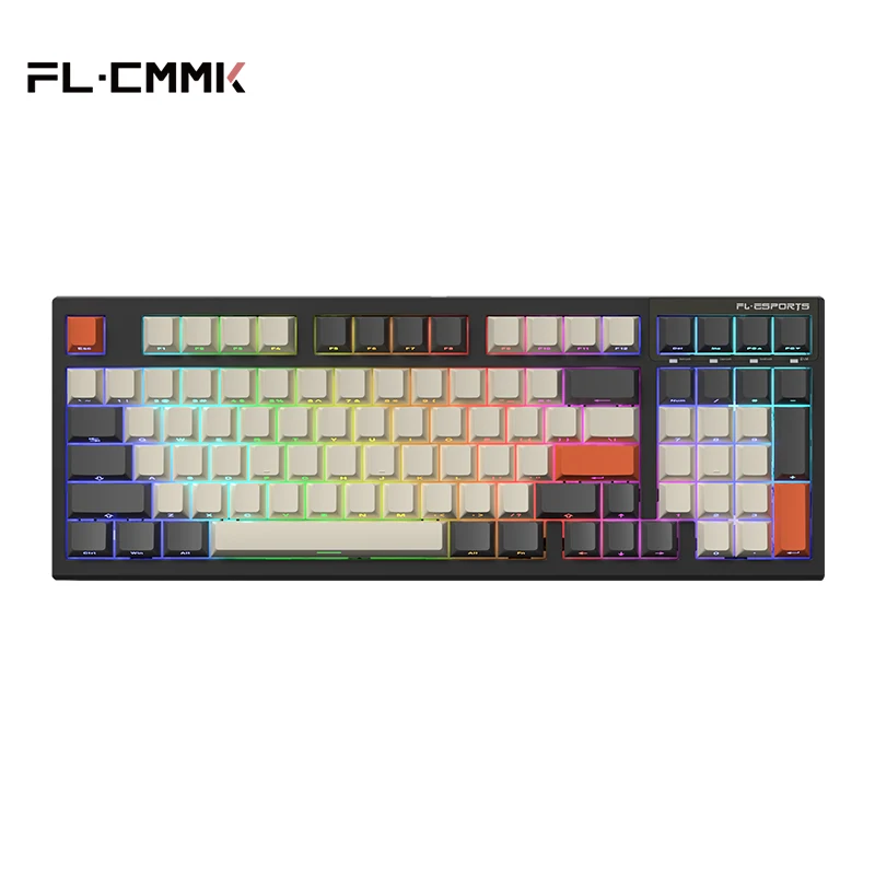 FL·ESPORTS FL980V2 PRO Wireless Gamers Mechanical Keyboard 2.4G Bluetooth TYPE-C Wired Keyboard 97-key PBT Keycap Kailh Switch