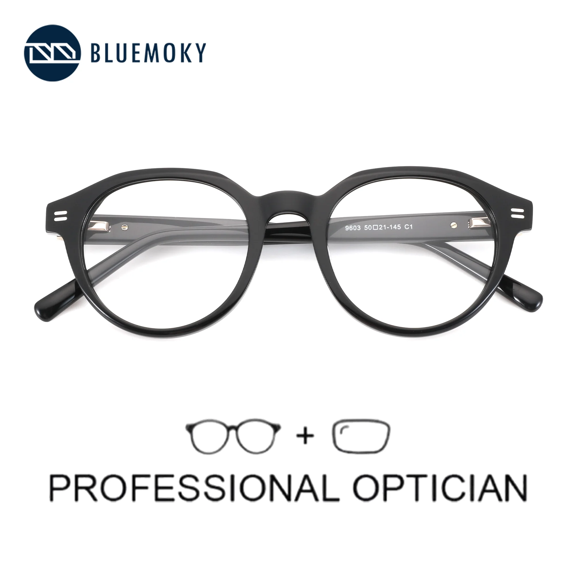 BLUEMOKY (XS Size) 2025 Acetate Round Prescription Glasses For Woman Trendy Anti Blue Light Photochromic Optical Eyeglasses