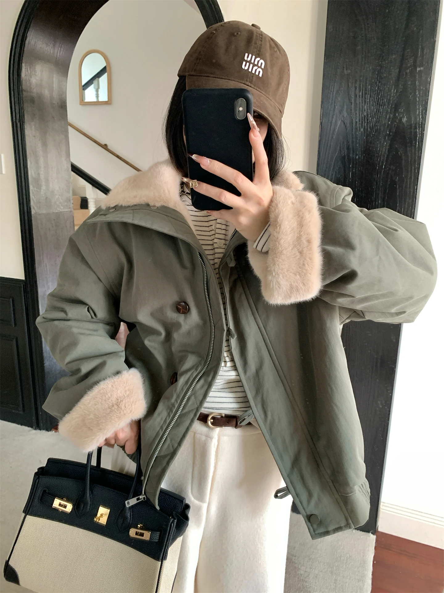 

Женская зимняя парка из хлопка с интегрированным мехом, на молнии, свободного кроя, рабочая одежда, длинный рукав, воротник-стойка, цветная