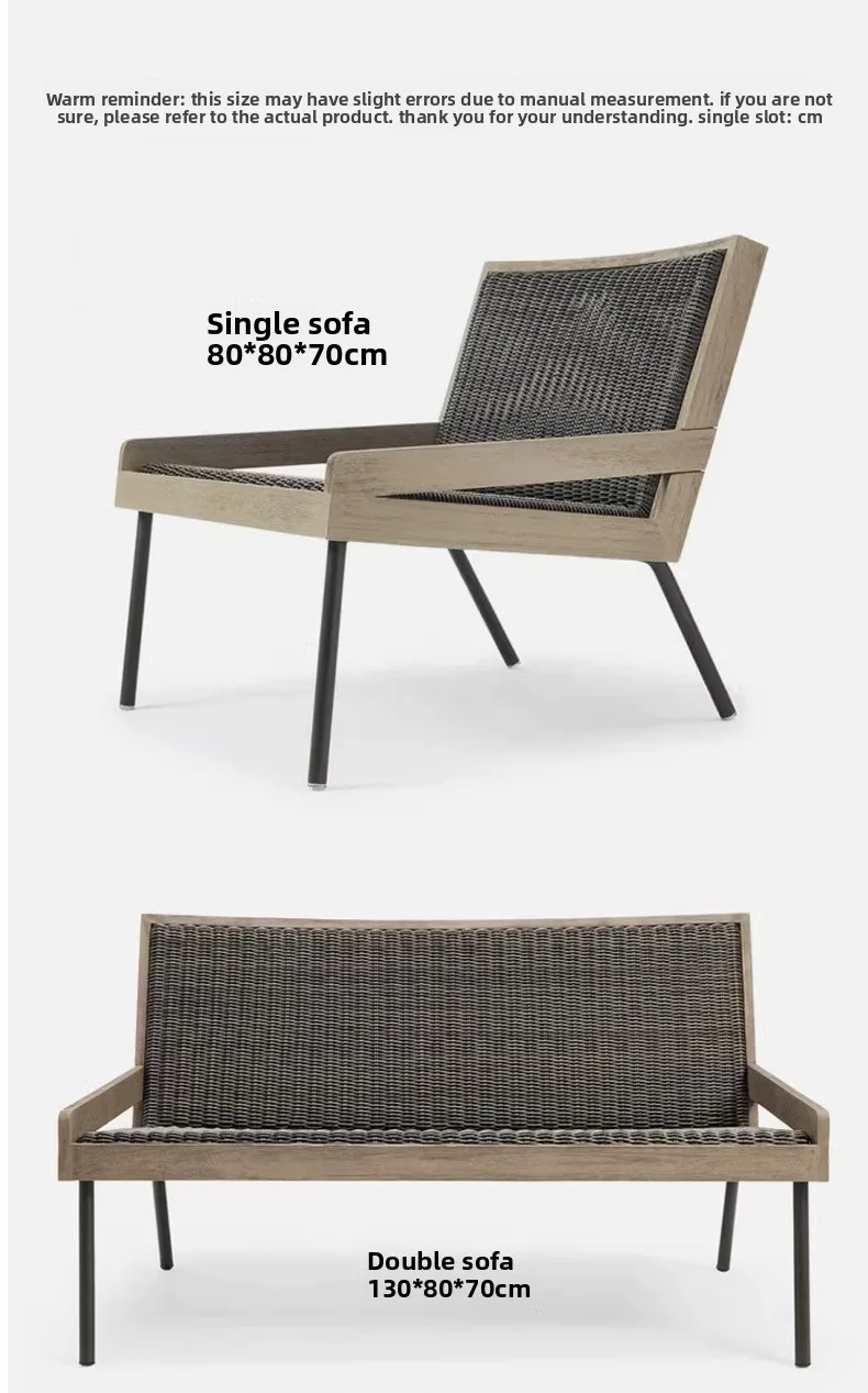 Nordic villa courtyard sofa high-end solid wood garden chair coffee table combination hotel bed and breakfast balcony leisure ra