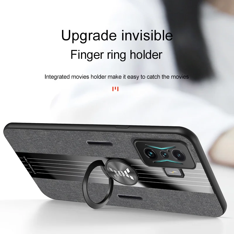 For Xiaomi POCO F4 GT Case Luxury Hard Cloth With Ring Stand Magnet Slim Protective Back Cover For Xiaomi POCO F4 GT Phone Shell