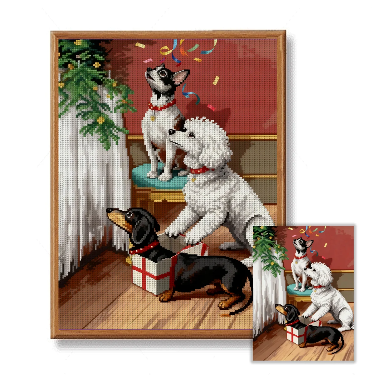 1set 30x40cm[11.8x15.7inches]/40x50cm[15.7x19.7inches]cute dog cross stitch kit, including drawings,needles,fabric,instructions