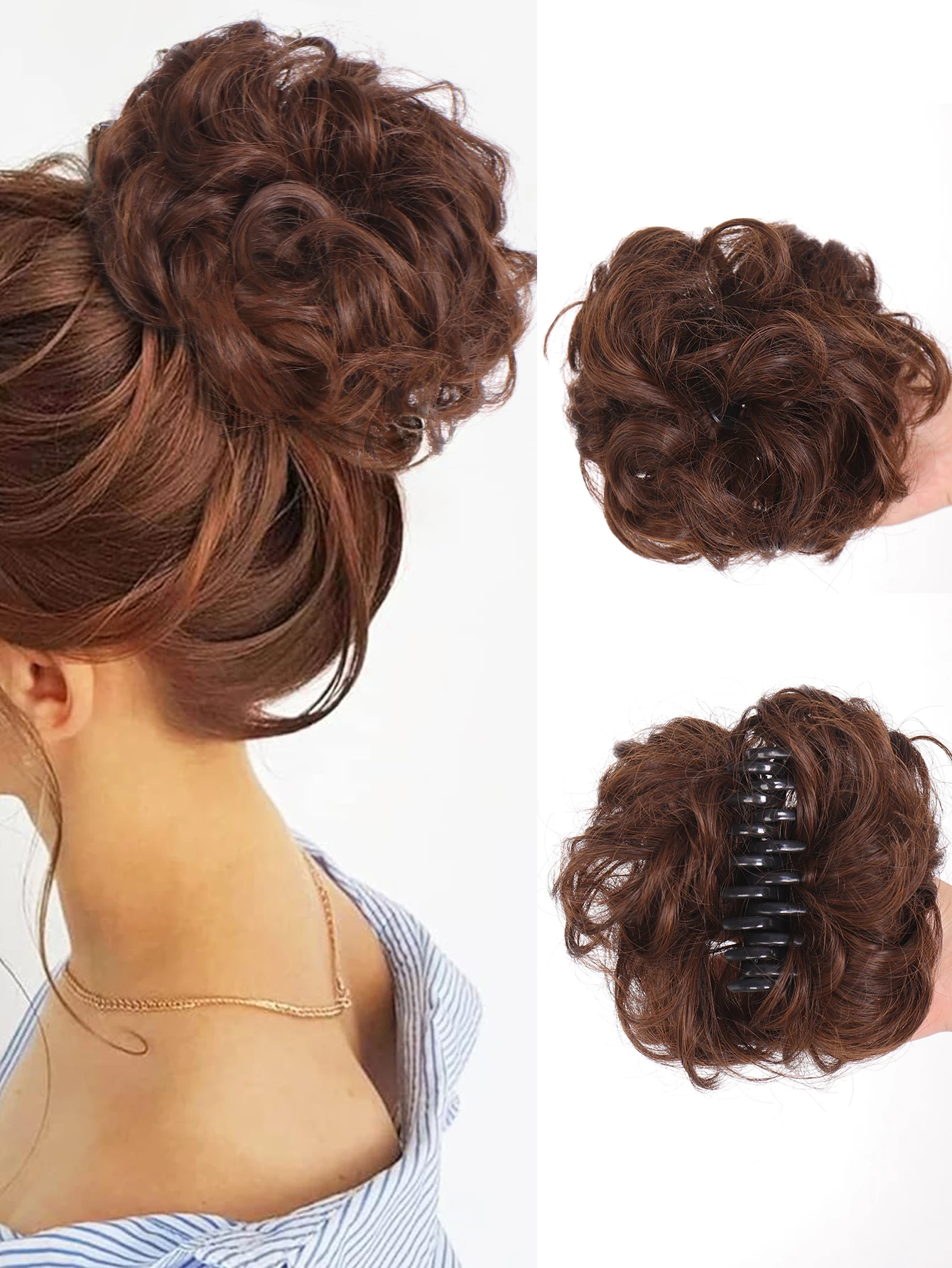 

Synthetic Hair Bun Claw Clip in Chignon Hair Piece Curly Messy Bun Ponytail Hair Extensions Scrunchie Hairpieces for Women