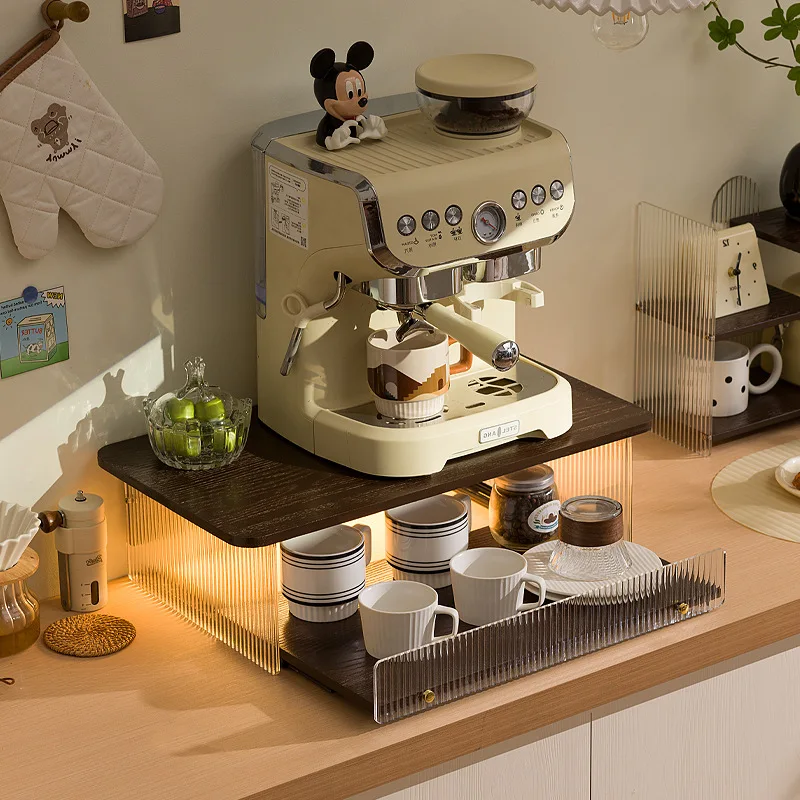 Desktop capsule coffee machine Raising rack Side cabinet Water cup storage rack Bar coffee utensils Mug rack