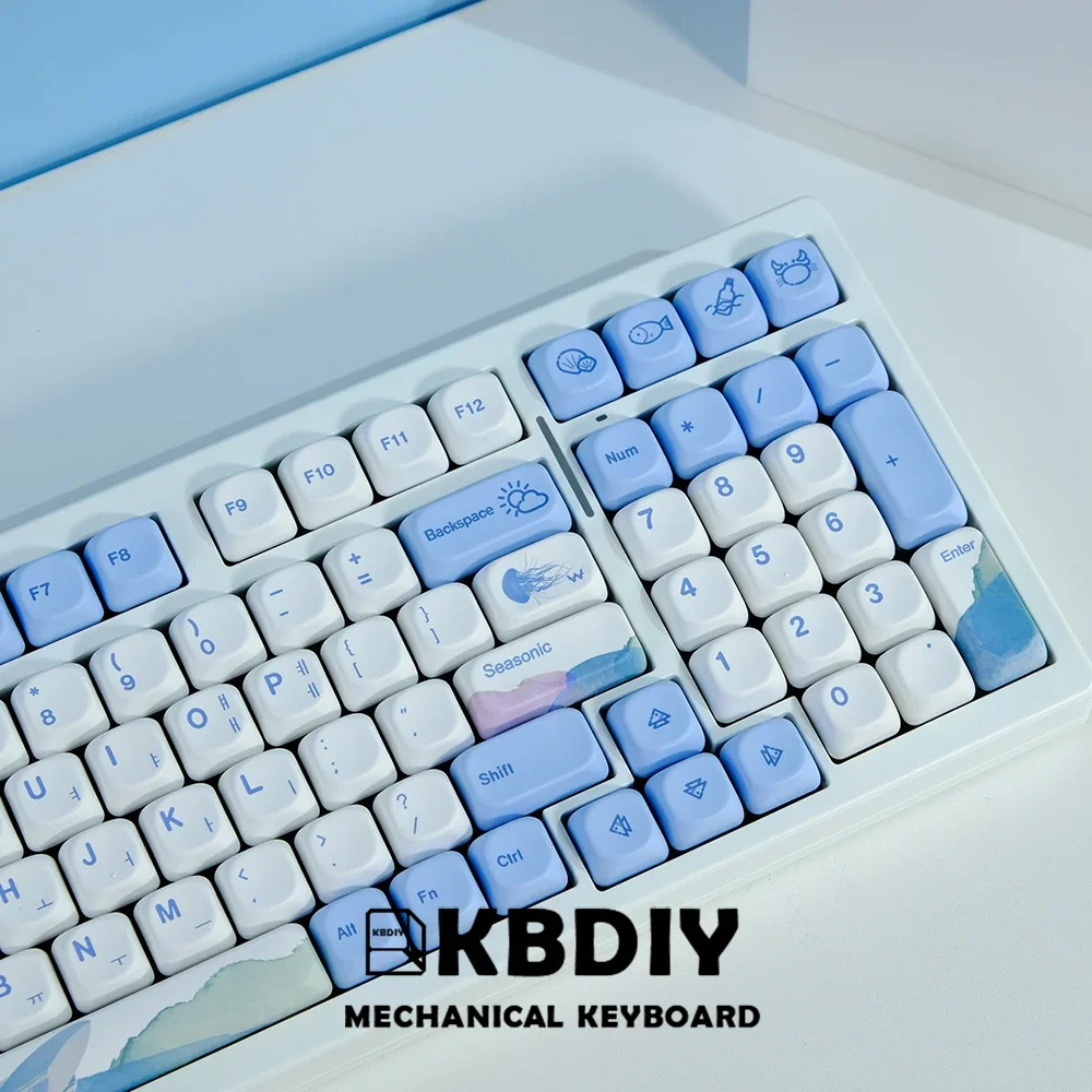 KOA Keycaps Ocean Whale PBT Keycap Similar MOA 7u MAC ISO Japanese Korean Russian 135 Keys/Set For Mechanical Keyboard KIT