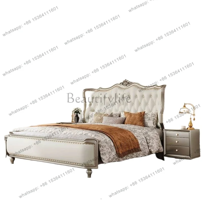 LSEuropean Silver Double Bed Elegant White Designs Italian Wooden Double  Modern Style Luxury Letto Matrimoniale Furniture Home