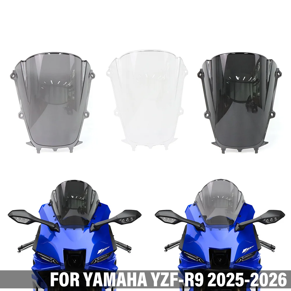 

Мотоциклетное спортивное переднее лобовое стекло с двойным пузырьком для YAMAHA YZF-R9 2025-2026, ветрозащитные дефлекторы, ветрозащитный обтекатель