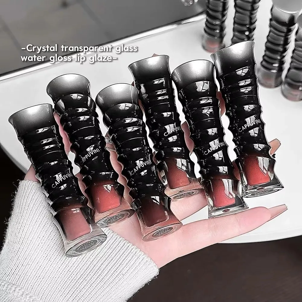 Punk Crystal Glossy Lip Stain Red-Brown Sheer Nude Glitter Mirror Lip Glaze Long Lasting Waterproof Lip Gloss Makeup Cosmetics