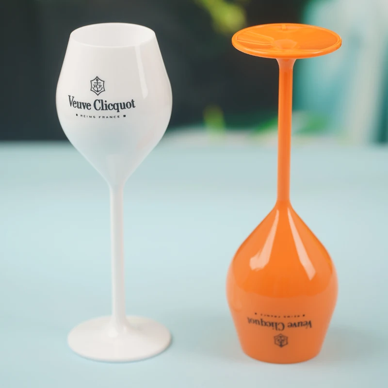 Veuve Clicquot Flutes Glasses Plastic Wine Glasses Dishwasher-safe White Orange Acrylic Champagne Glass Beer Whiskey Party Cups