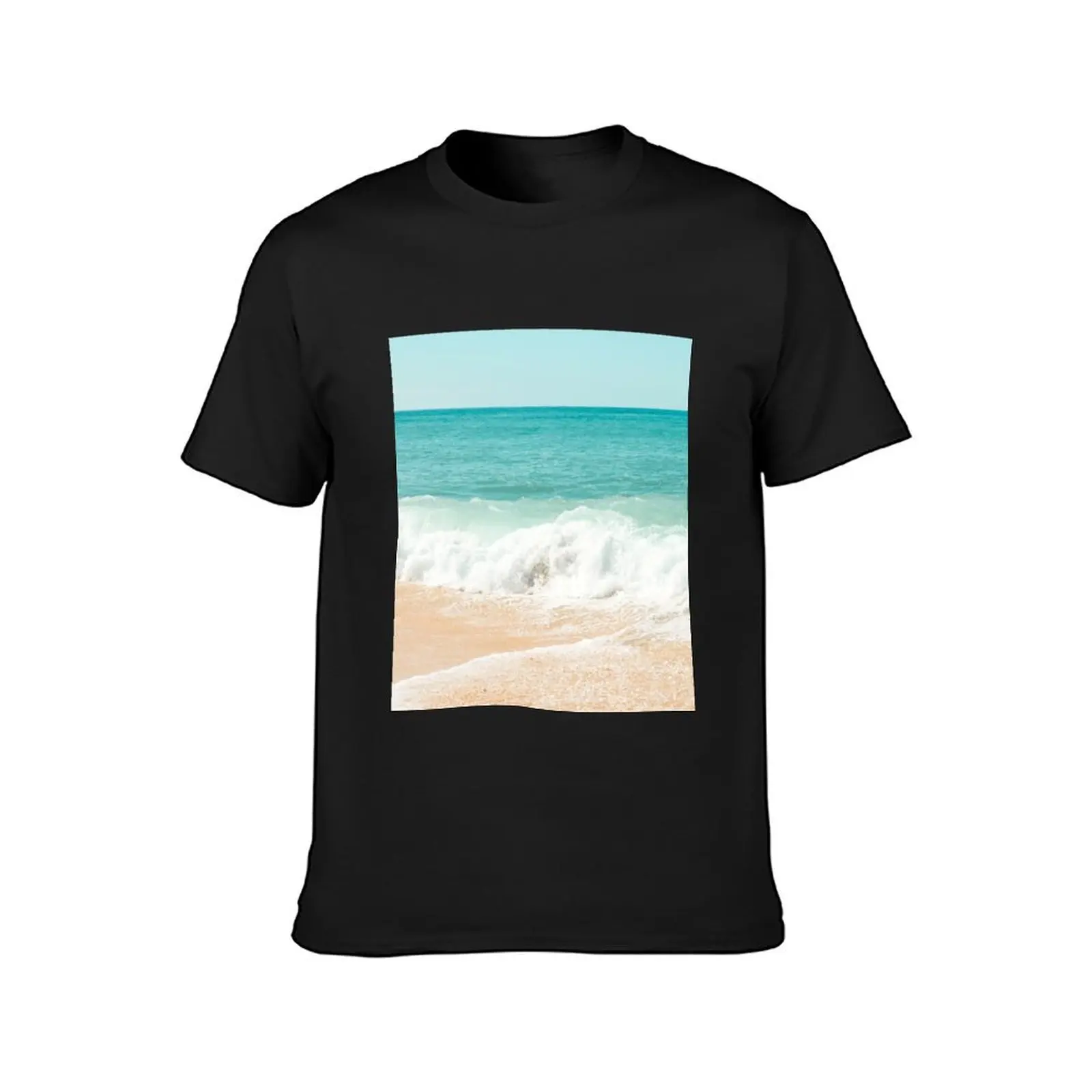 Turquoise Blue Ocean Shore Waves T-Shirt new edition anime kawaii clothes vintage mens graphic t-shirts